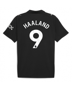 Billige Fotballdrakt Manchester City Erling Haaland #9 Replika Bortedrakt 2025-26 Kortermet